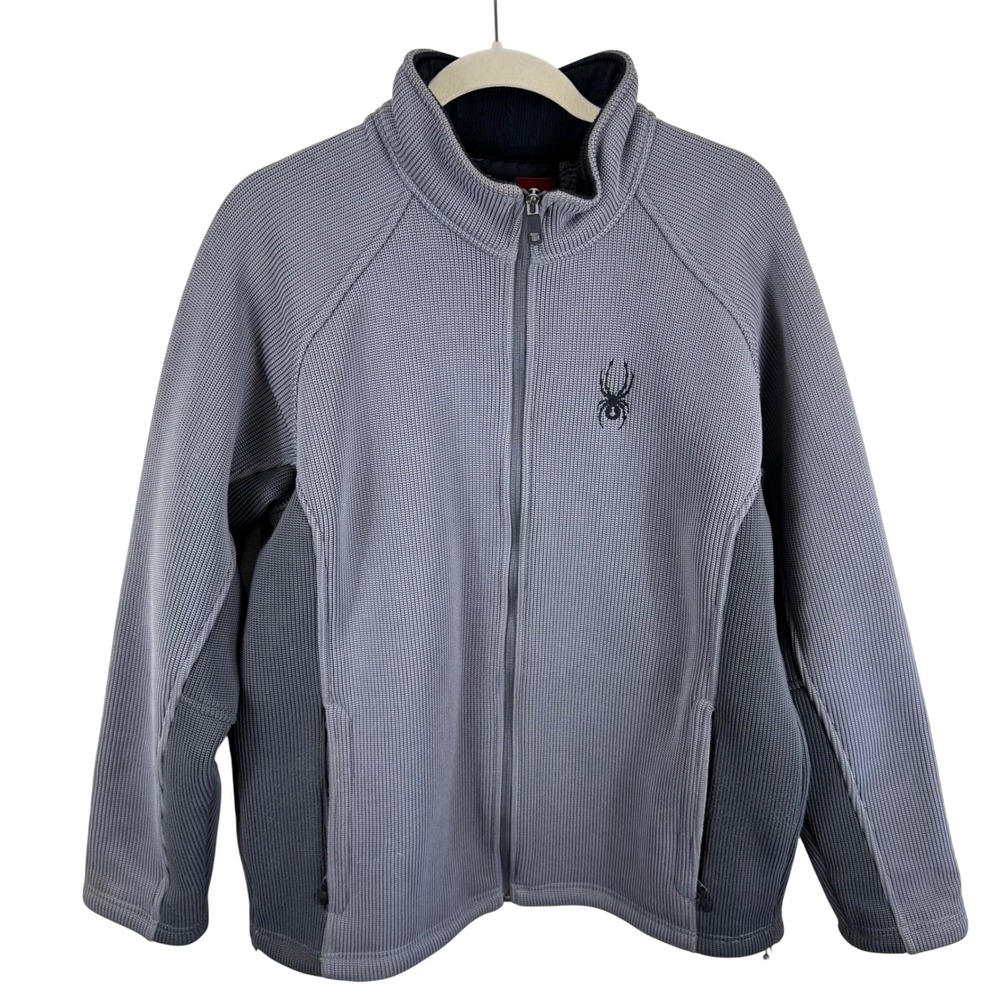 Spyder Mens Foremost Stryke Ribbed Knit Lined Sweater Jacket Gray XL Heavyweight